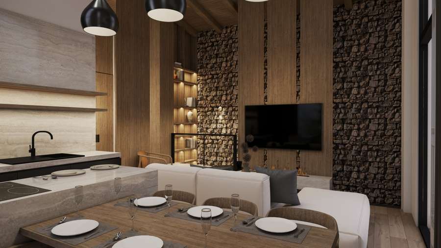 Апартман со двор во нов комплекс во Маврово - 1